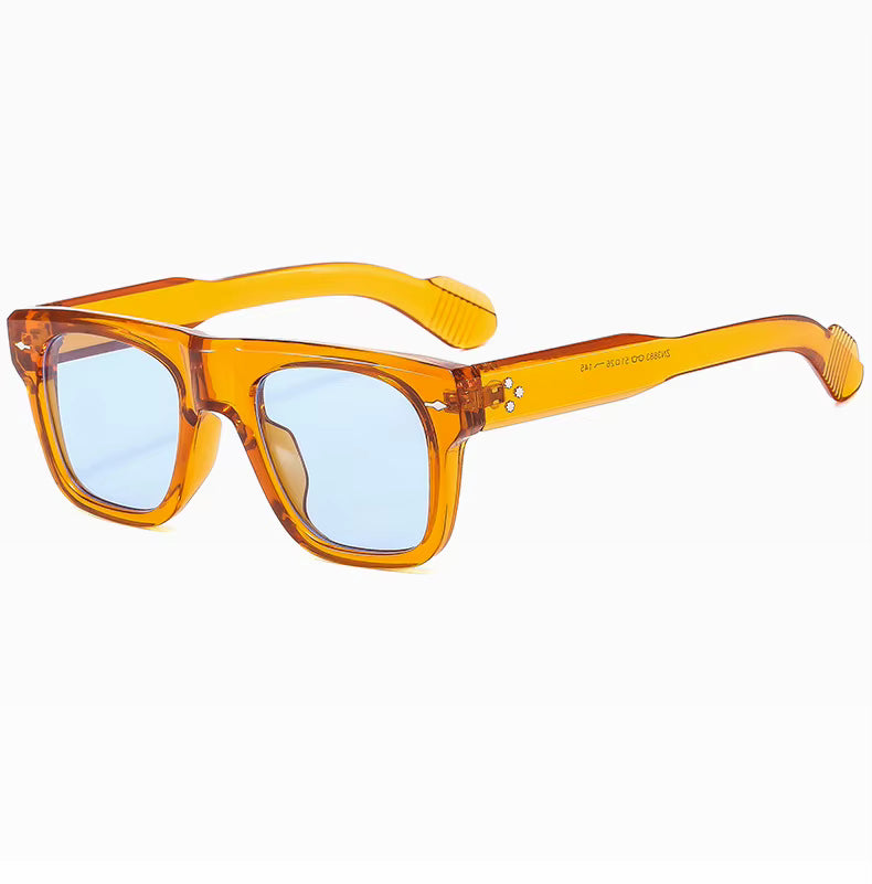 Women Men Vintage Rivets Punk Shades UV400 Square Sunglasses Glasses