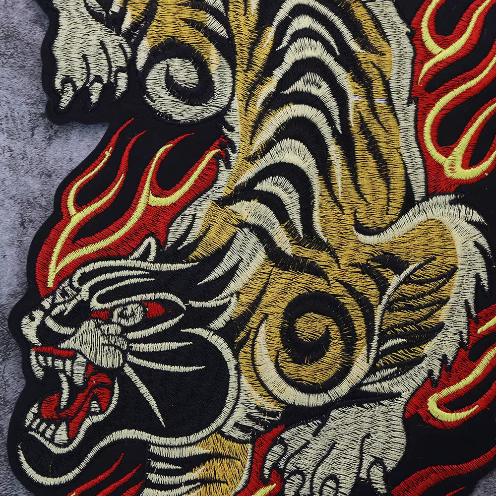 Golden Torch Leopard Embroidery Patch Appliques Iron on Patches Badge Clothes Sewing