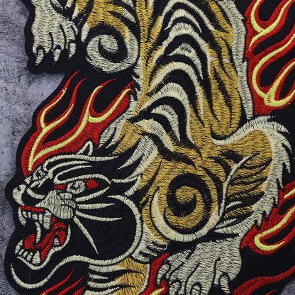 Golden Torch Leopard Embroidery Patch Appliques Iron on Patches Badge Clothes Sewing