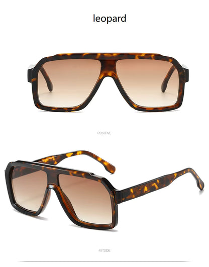 Men Women Double Color Frame Shade Designer UV400 Square Sunglasses Glass