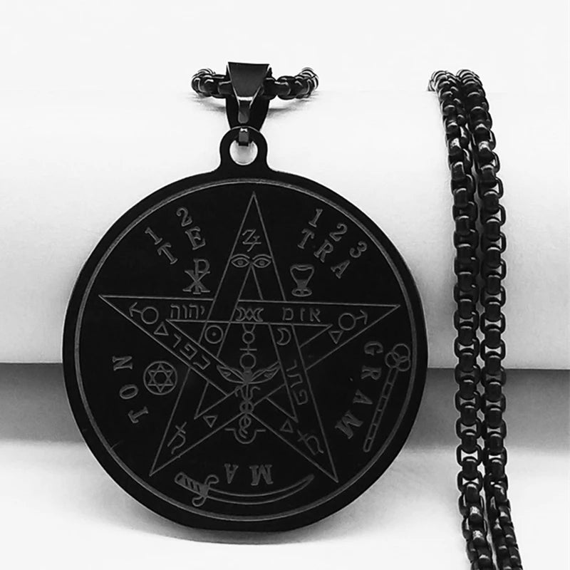 Men Seal of Solomon Talisman Protection Seven Archangels Amulet Stainless Steel Necklace