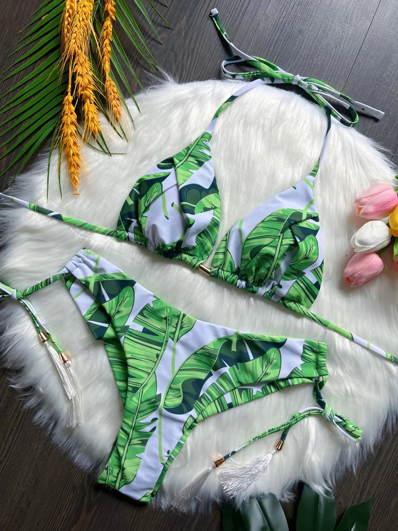 Sexy Print Bandage Bikini Swimsuit Two-piece Triangle Swimwear Brazilian Bathing Suit