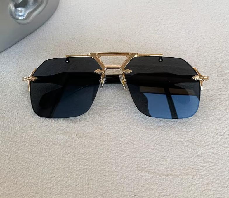 Men Women Retro Vintage Punk Designer Square Rimless Oversized Shades Sunglasses Eyewear