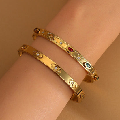 Fashion Stainless Steel Color Crystal Charm Gold Color Women's Bracelet Bangle Wedding Gifts