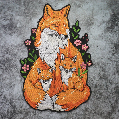 Mushroom Orange Foxes Motorcycle Embroidered Animal Patch Appliques Iron on Patches Badge Clothes Sewing