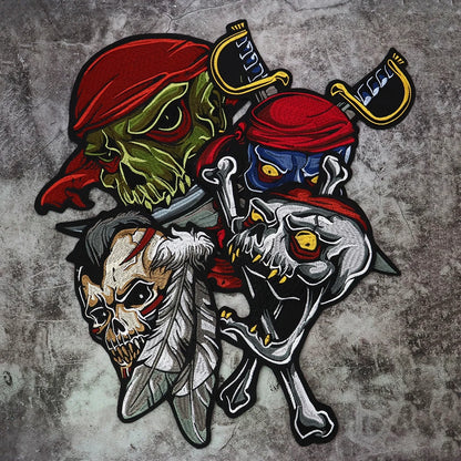 Big Punk Skull Biker Back Patch Appliques Iron on Patches Badge Clothes Sewing