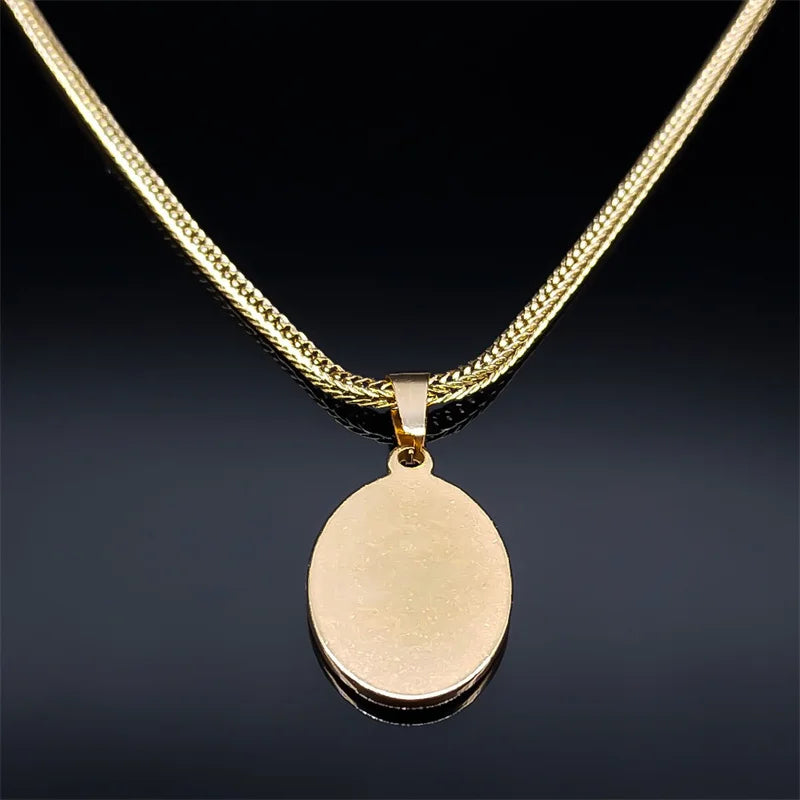 Men Orhodox Amulet Christian St.Michael Archangel Stainless Steel Protect Me Saint Angel Necklace