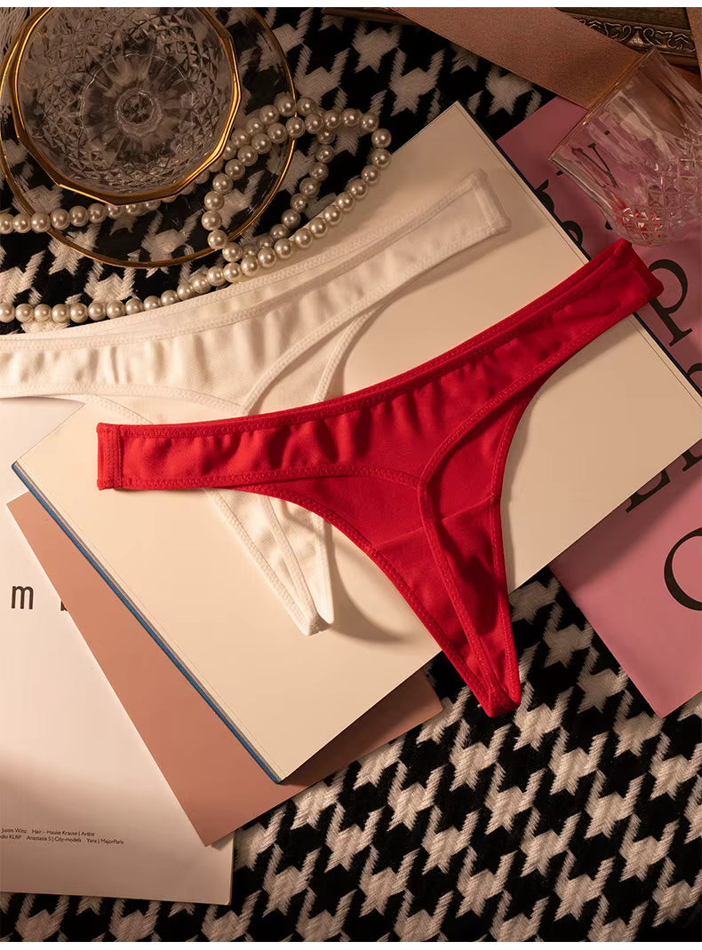 Women T-back Briefs Cotton G-String Thong Underwear Low Waist Seamless Panties