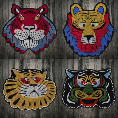 Large Animal Tiger Head Embroidery Patch Appliques Iron on Patches Badge Clothes Sewing