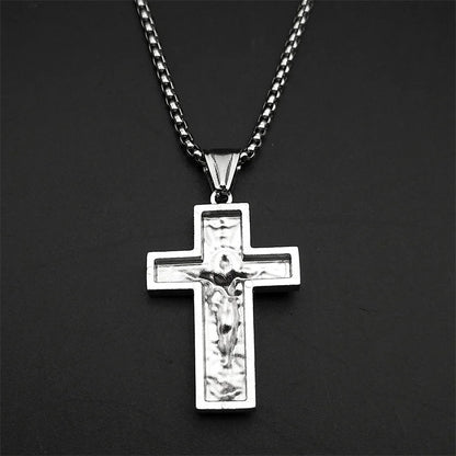 Women Men Gold Color Chain Religious Crucifix Amulet Stainless Steel Cross Jesus Pendant Necklace