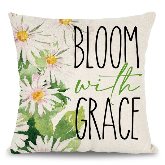 18 X 18 Inch Daisy Flower Design Sofa Cushion Plant Pattern Pillowcase Cover Decor