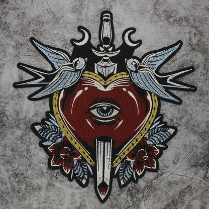 Embroidery Big heart bird Mirror Eyes patch Iron On Sew on for Clothes