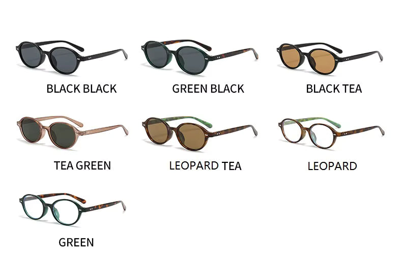Women Men Retro Small Oval Rivets Shades UV400 Sunglasses Glasses