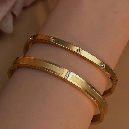 18K Plated Stainless Steel Zircon Fashion Women's Bracelet Bangles Gifts