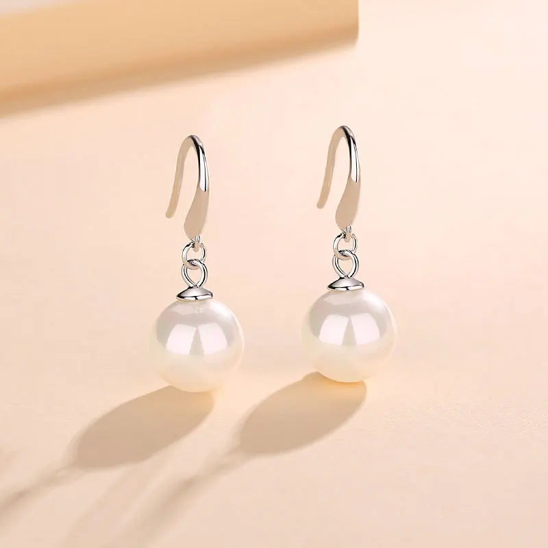 Solid 925 Sterling Silver Bridal Pearl Drop Party Earrings