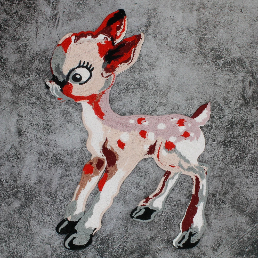 Bambi deer Pattern Embroidery Patch Appliques Iron on Patches Badge Clothes Sewing
