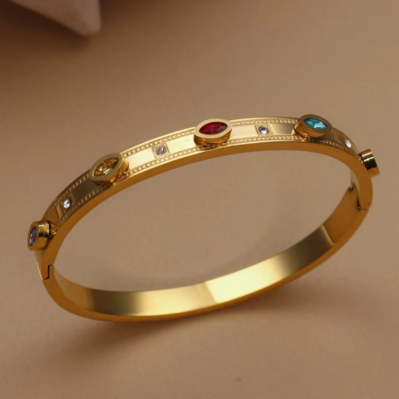 Fashion Stainless Steel Color Crystal Charm Gold Color Women's Bracelet Bangle Wedding Gifts