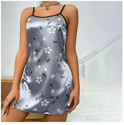 Women Nightwear Sexy Floral Prints Nightdress Sleepwear Nightgown