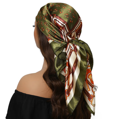 90*90cm Women Four Seasons Square Silk Satin Bandana Wrap Shawl Scarves Scarfs ggk7