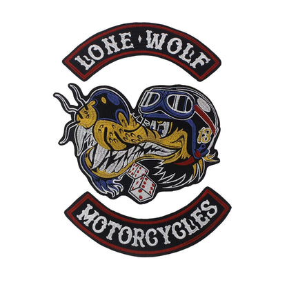 Large letter dog Embroidery Motorcycle Biker Patch Appliques Iron on Patches Badge Clothes Sewing