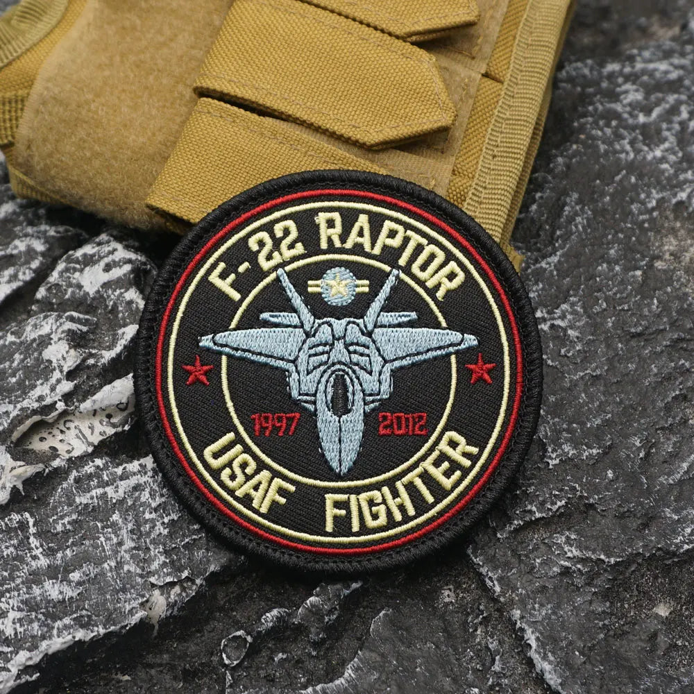 F-22 RAPTOR USAF FIGHTER Embroidered Patch Iron-On Sewing Clothes Patches Applique