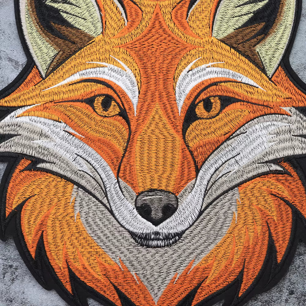 Mushroom Orange Foxes Motorcycle Embroidered Animal Patch Appliques Iron on Patches Badge Clothes Sewing