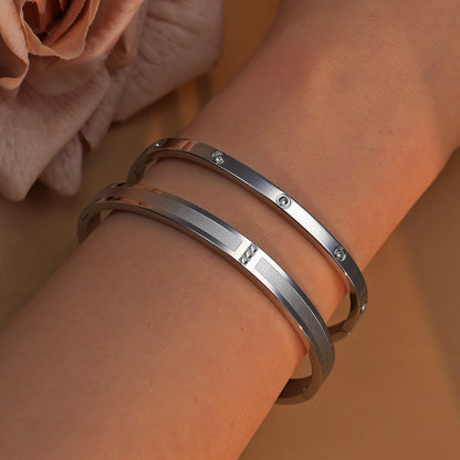 18K Plated Stainless Steel Zircon Fashion Women's Bracelet Bangles Gifts