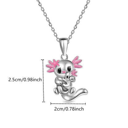 Women Cartoon Animal Parent-child Axolotl Pendant Necklace