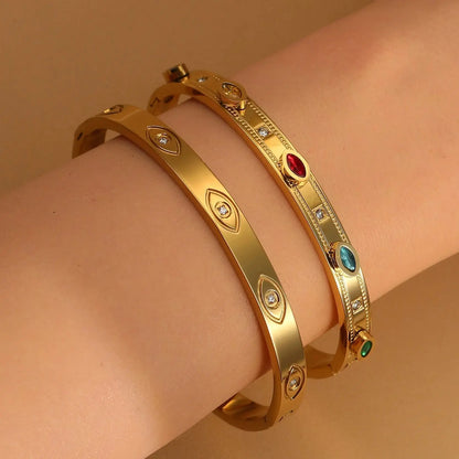 Fashion Stainless Steel Color Crystal Charm Gold Color Women's Bracelet Bangle Wedding Gifts
