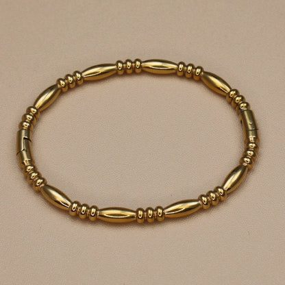 Fashion Stainless Steel Crystal Charm Gold Color Bracelet Women's Bangle
