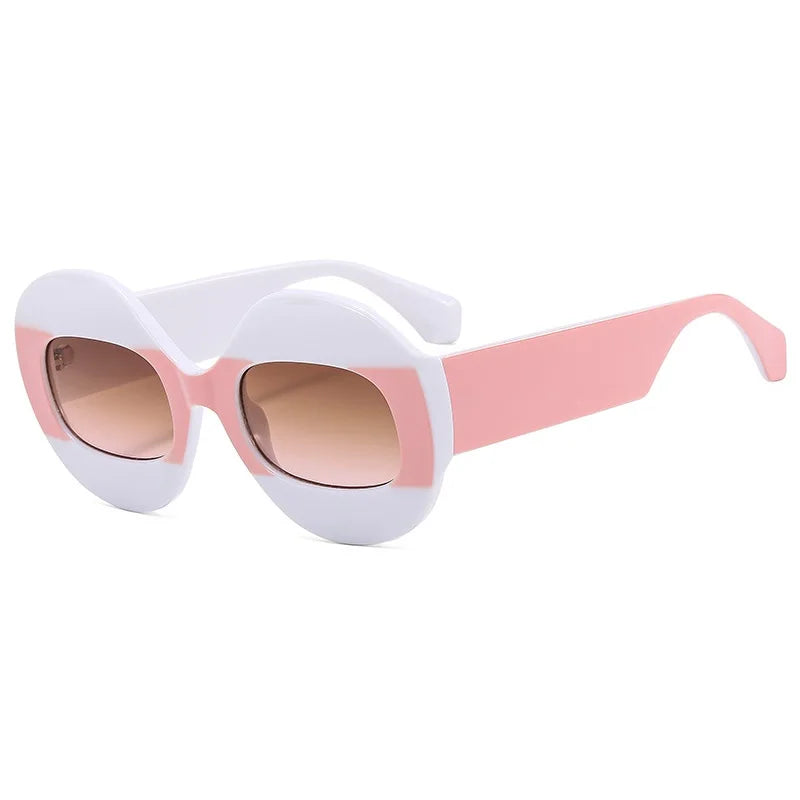 Men Women Retro Oval Clear Gradient Lens Shades UV400 Fashion Round Glasses Sunglasses