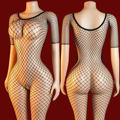 Sexy Women Fishnet Bodysuits Catsuit Transparent Open Crotch See Through Body Stockings Mesh Body Suit