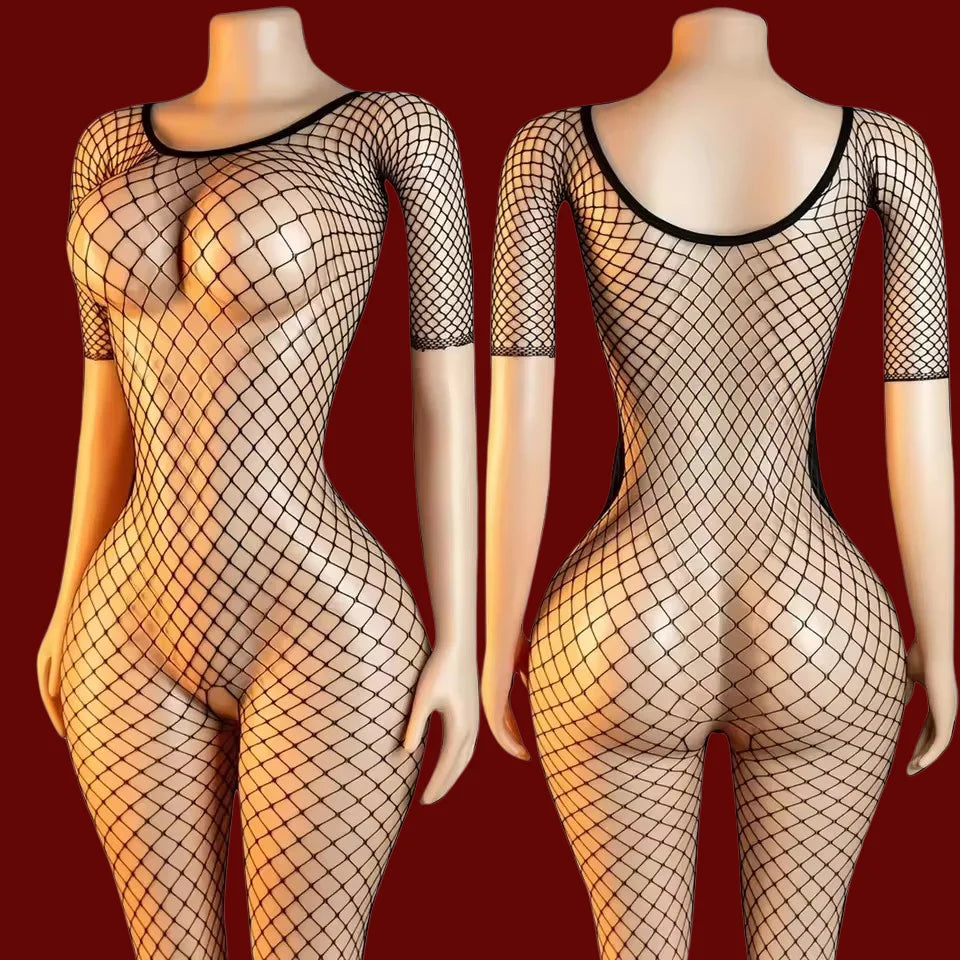 Sexy Open Crotch Bodystockings Fishnet Underwear Transparent Bodysuit Catsuit Cosplay Lingerie