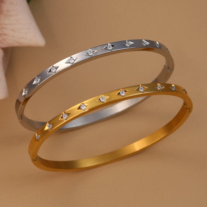 Women stainless steel classic leaf graphic Zircon star bracelet love jewelry gift