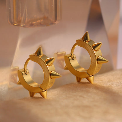 1Pair Women Men Punk Stainless Steel Spiky Thorn Gothic Stud Earrings