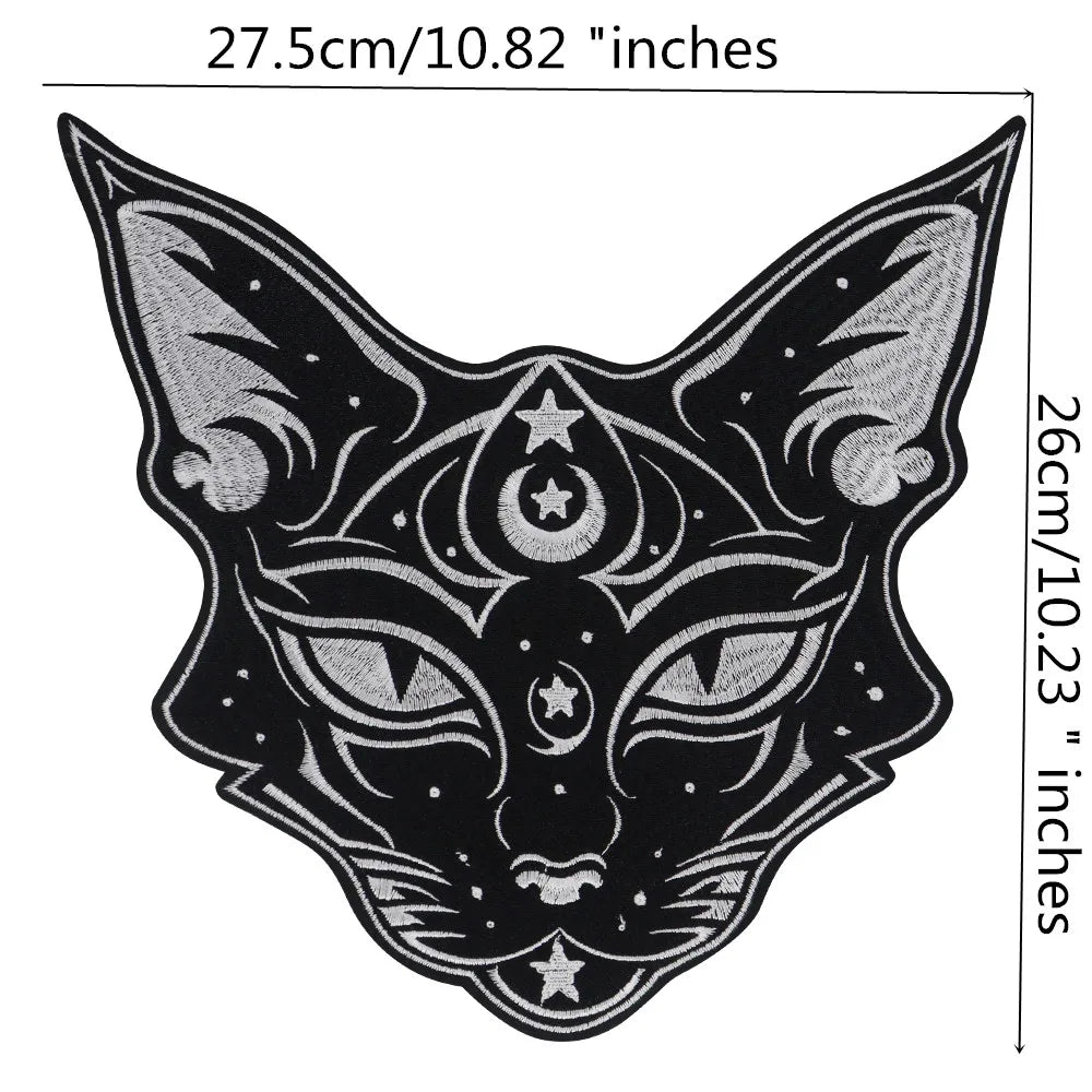 Embroidery Domineering Black Moon Cat Patch Appliques Iron on Patches Badge Clothes Sewing