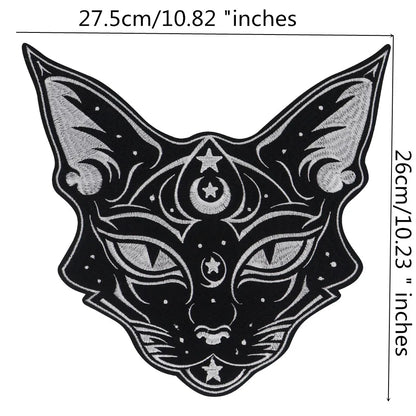 Embroidery Domineering Black Moon Cat Patch Appliques Iron on Patches Badge Clothes Sewing