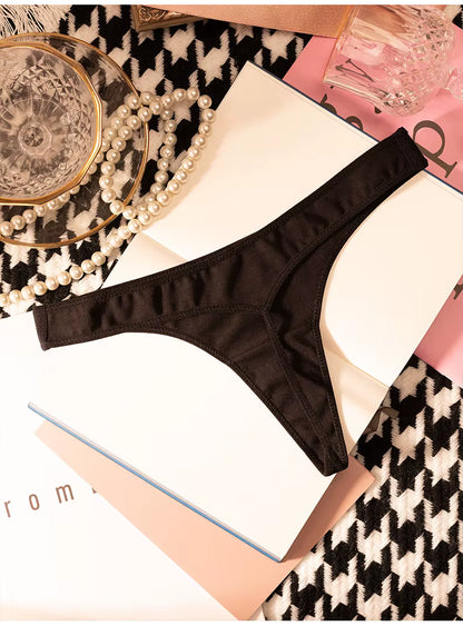 Women T-back Briefs Cotton G-String Thong Underwear Low Waist Seamless Panties