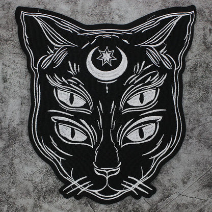 Embroidery Domineering Black Moon Cat Patch Appliques Iron on Patches Badge Clothes Sewing