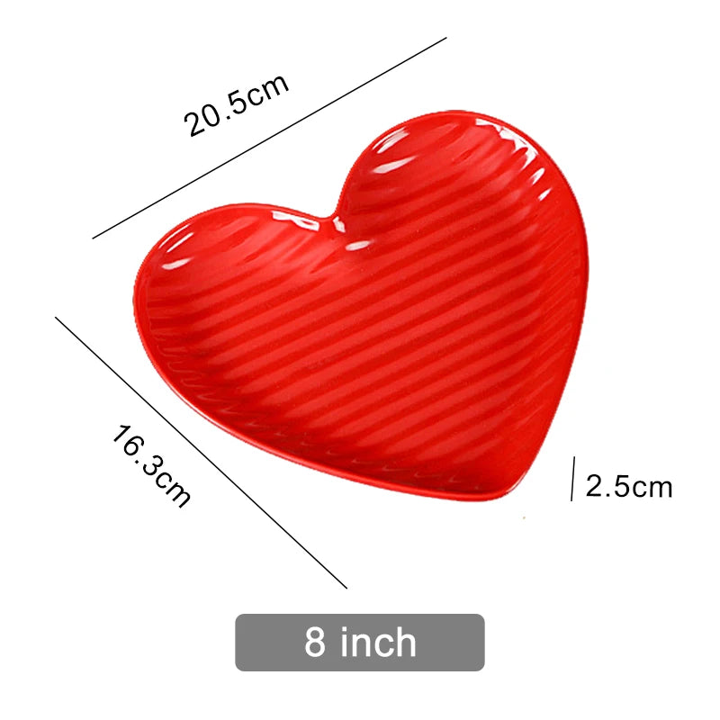 Nordic Creative Heart Shape Dipping Porcelain Salad Dessert Plate Tableware Snack Bowls Dish