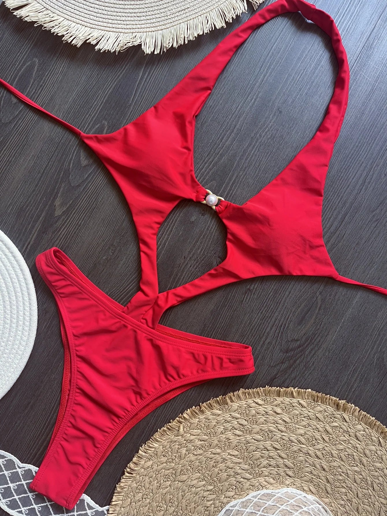 Sexy Halter Asymmetric One Shoulder Cut Out Monokini Swimwear One Piece Swimsuit Bather Bathing Suit