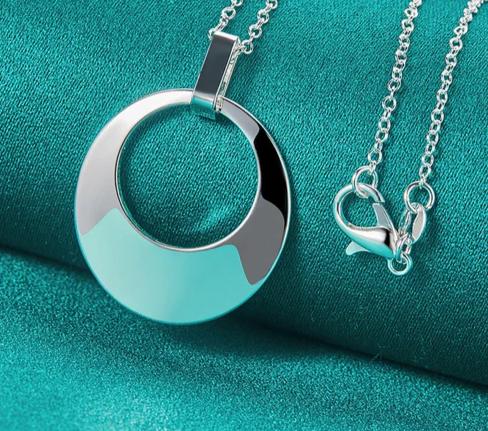 Women 925 Sterling Silver Sickle Chain Charm Pendant Necklace