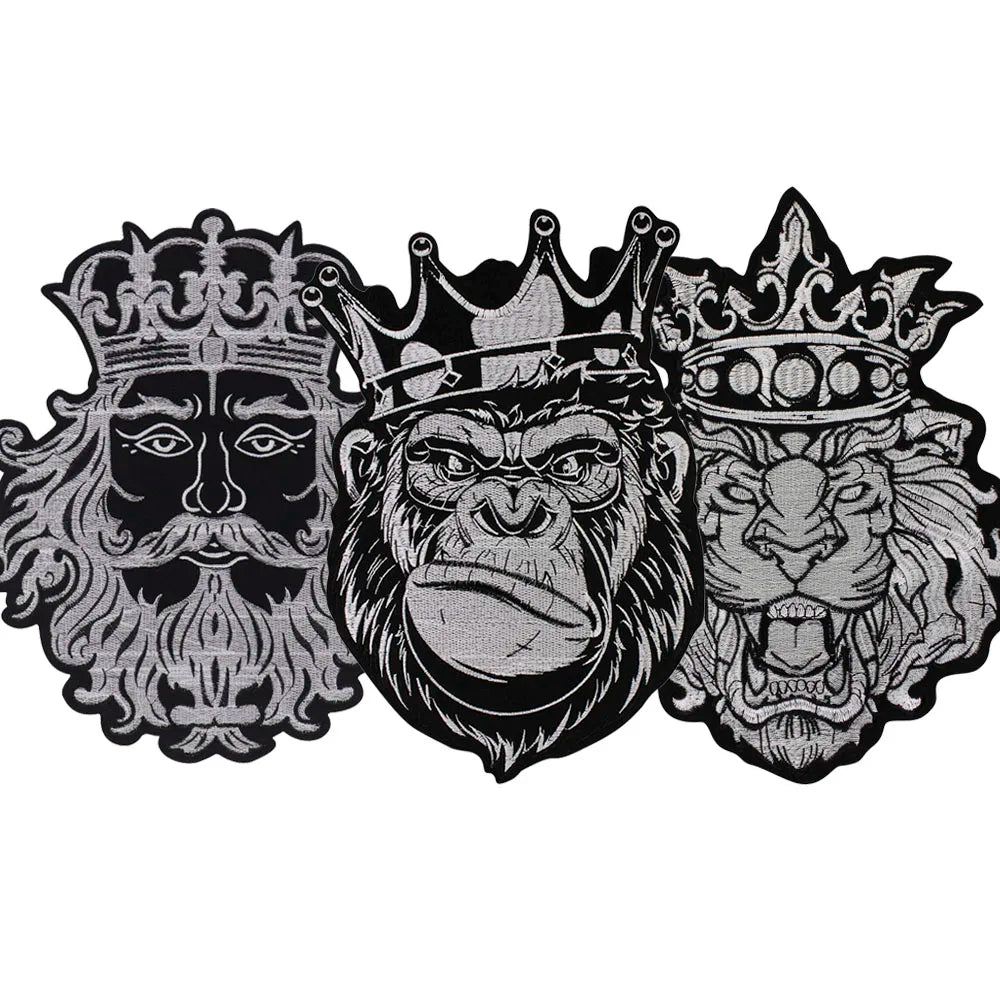 Embroidery Black White Crown Patch Appliques Iron on Patches Badge Clothes Sewing