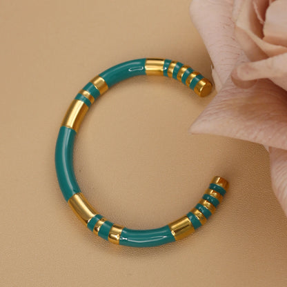 Waterproof High-end Enamel Open Retro Fashion Delicate Bangle Bracelet