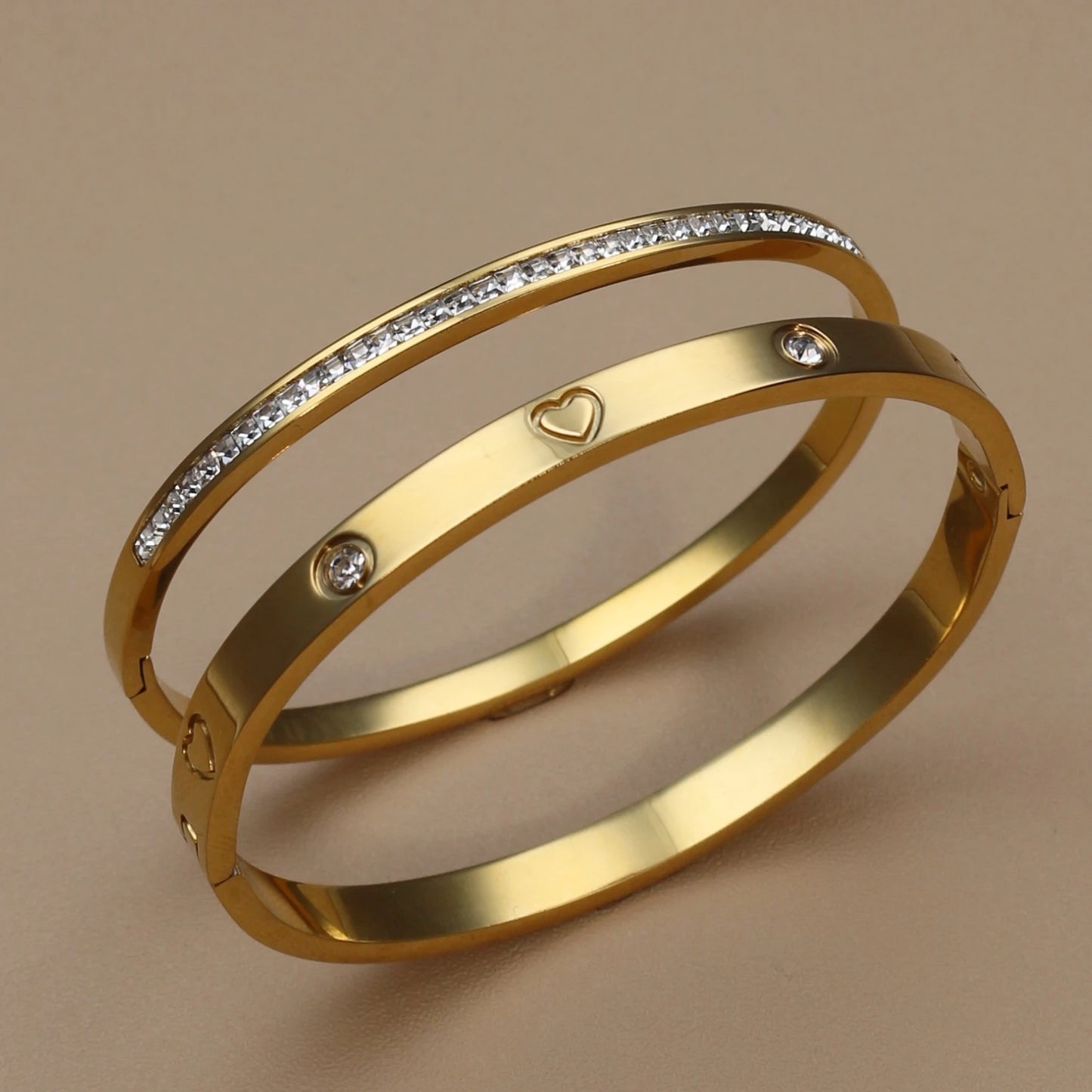 Fashion Stainless Steel Crystal Gold Color Women Bracelet Bangle Party Gift