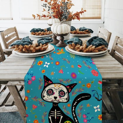 13x72 Inch Day of the Dead Mexican Carnival Skeleton Table Runner Style Decor