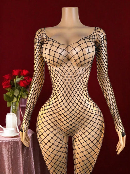 Sexy Open Crotch Women Fishnet Underwear Transparent Bodysuit Catsuit Cosplay Costumes Bodystockings