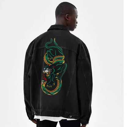 Green Snake and Tiger Embroidered Patch Appliques Iron on Patches Badge Clothes Sewing