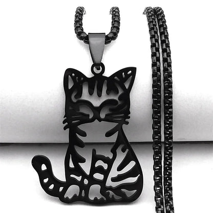 Cute Cat Ragdoll Kitty Women Men Stainless Steel Silver Color Chain Pendant Necklace