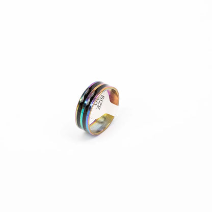 50Pcs/Lot Stainless Steel Colorful Stripe Fashion Classic Charm Rings